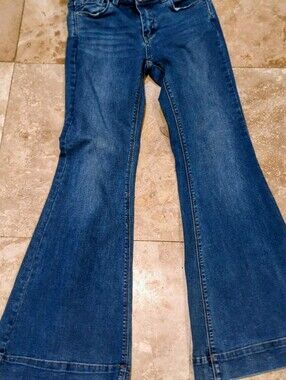 Free People We The Free Flare Jeans Size 28 Blue Stretch Bell Bottom